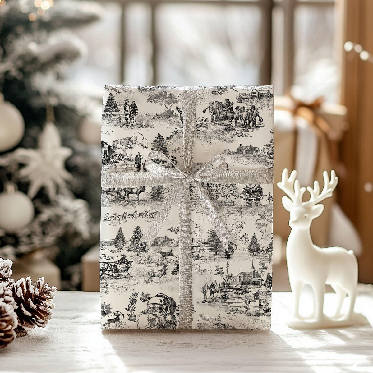 Vintage Santa Multicolored Christmas Wrapping Paper Sheets