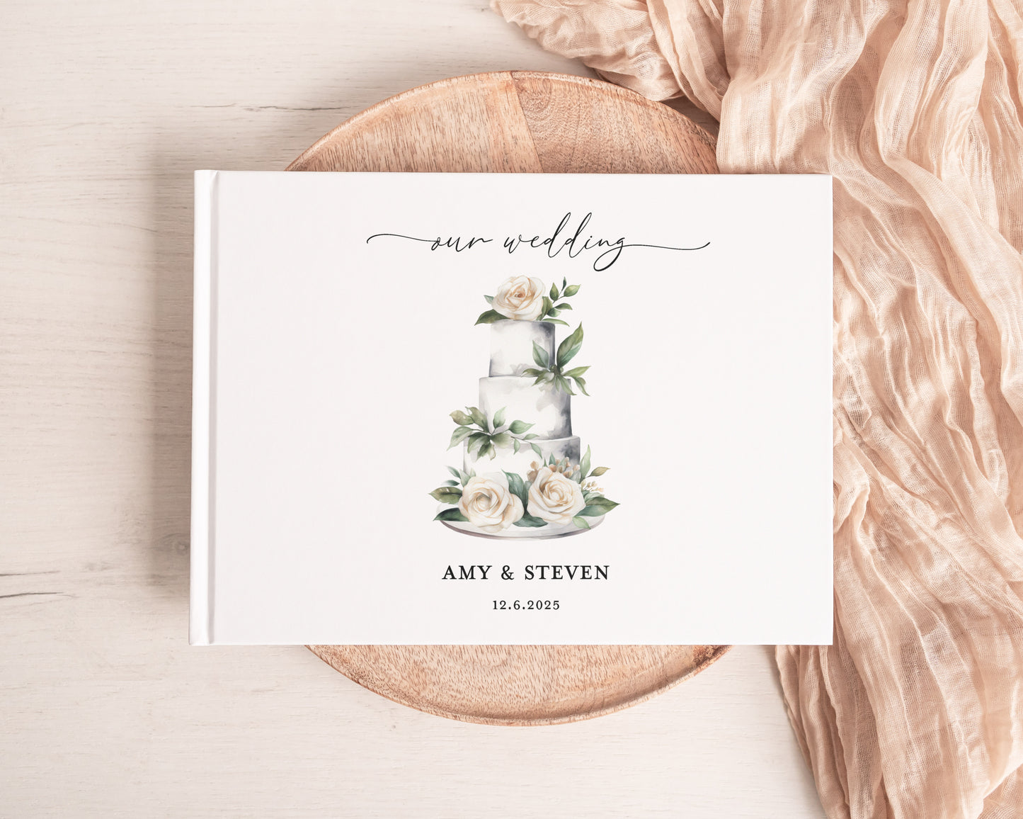 Watercolor Cake Wedding (any occasion) Guest Book