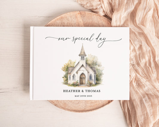 Watercolor Church Wedding (any occasion) Guest Book
