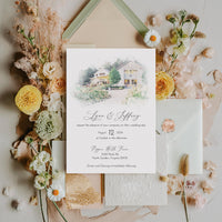 Watercolor Custom Venue Wedding Invitation Suite-Upload your Venue
