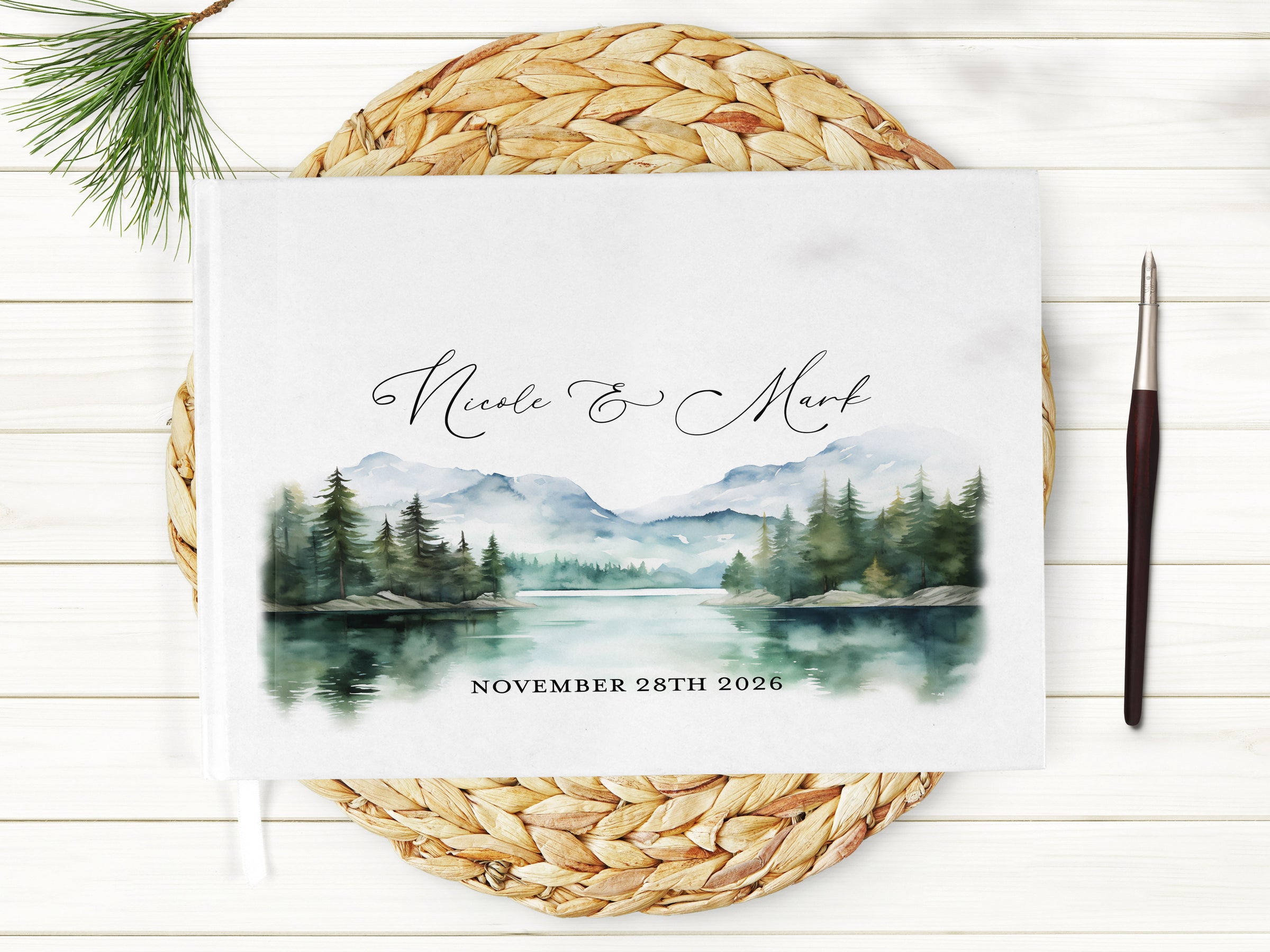 Watercolor Woodland Forest Wedding Guest Book