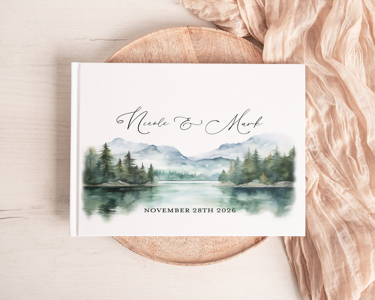 Watercolor Woodland Forest Wedding Guest Book