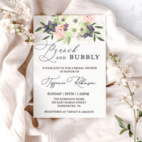 Brunch and Bubbly Watercolor Flowers Bridal Shower Invitation