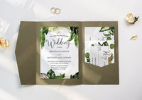 Elegant Watercolor Greenery Savannah Wedding Invitation