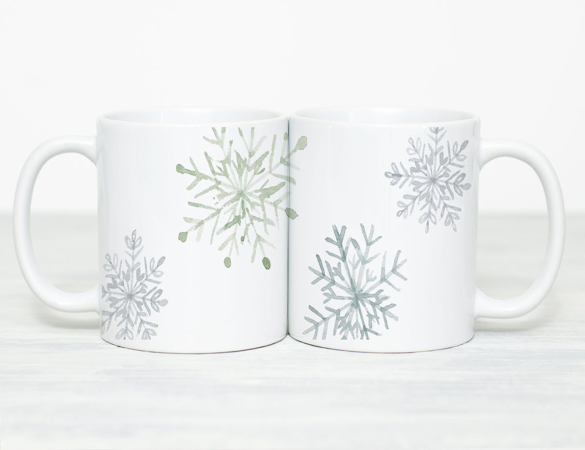 Snowflake Ceramic Mug — Winter Snowflakes 11oz & 15oz Holiday Coffee Cup