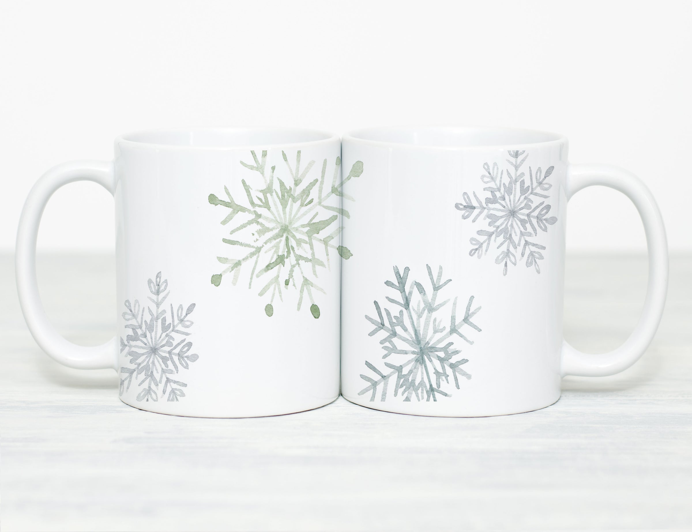 Snowflake Ceramic Mug — Winter Snowflakes 11oz & 15oz Holiday Coffee Cup
