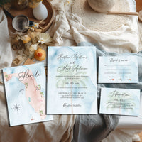 Watercolor Florida Tropical Wedding Invitation Suite