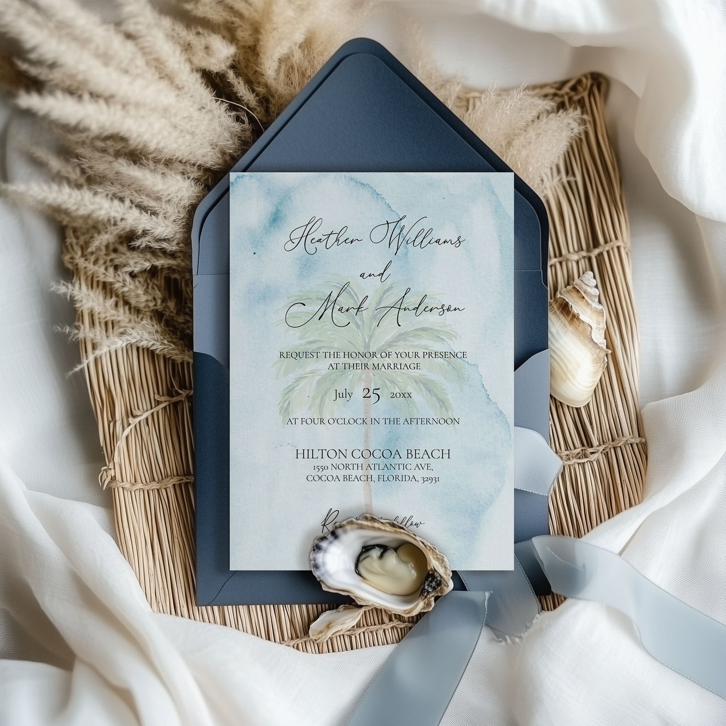 Watercolor Florida Tropical Wedding Invitation Suite