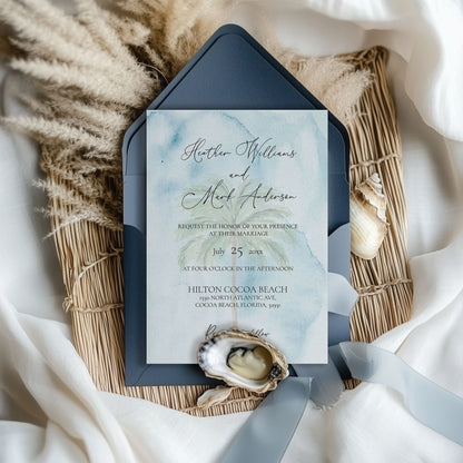 Watercolor Florida Tropical Wedding Invitation Suite