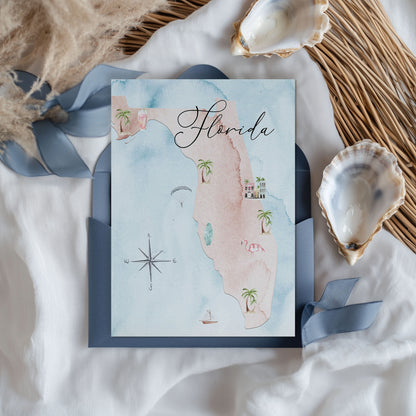 Watercolor Florida Tropical Wedding Invitation Suite