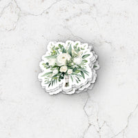Wedding Bouquet White Vinyl Sticker  Weatherproof Decal  Wedding Invitation Inspired Floral Sticker