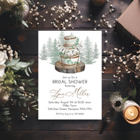 Rustic Woodland Cake Bridal Shower Invitation Template Editable Invitation Corjl Digital Download