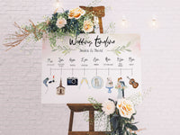 Wedding Watercolor Time Line Custom Sign