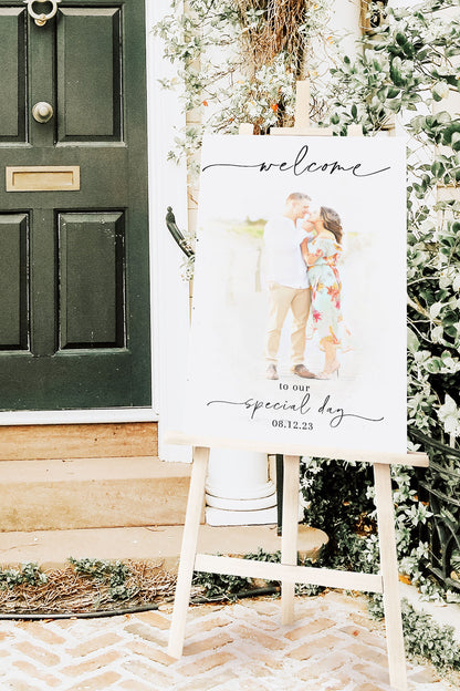 Watercolor Elegant Portrait Wedding Welcome Sign