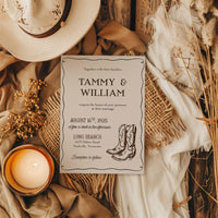 Country Western Cowboy Boots Wedding Invitation Suite