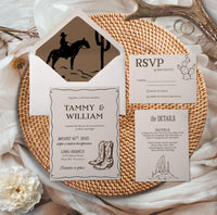 Country Western Cowboy Boots Wedding Invitation Suite