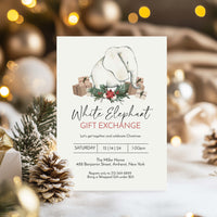 Fun White Elephant Christmas Invitation