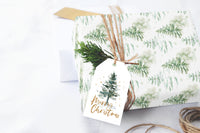 Snowy Woodland Trees Christmas Wrapping Paper Rustic Forest Gift Wrap