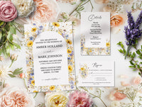 Wildflower Yellow Garden Summer Wedding Invitation Suite