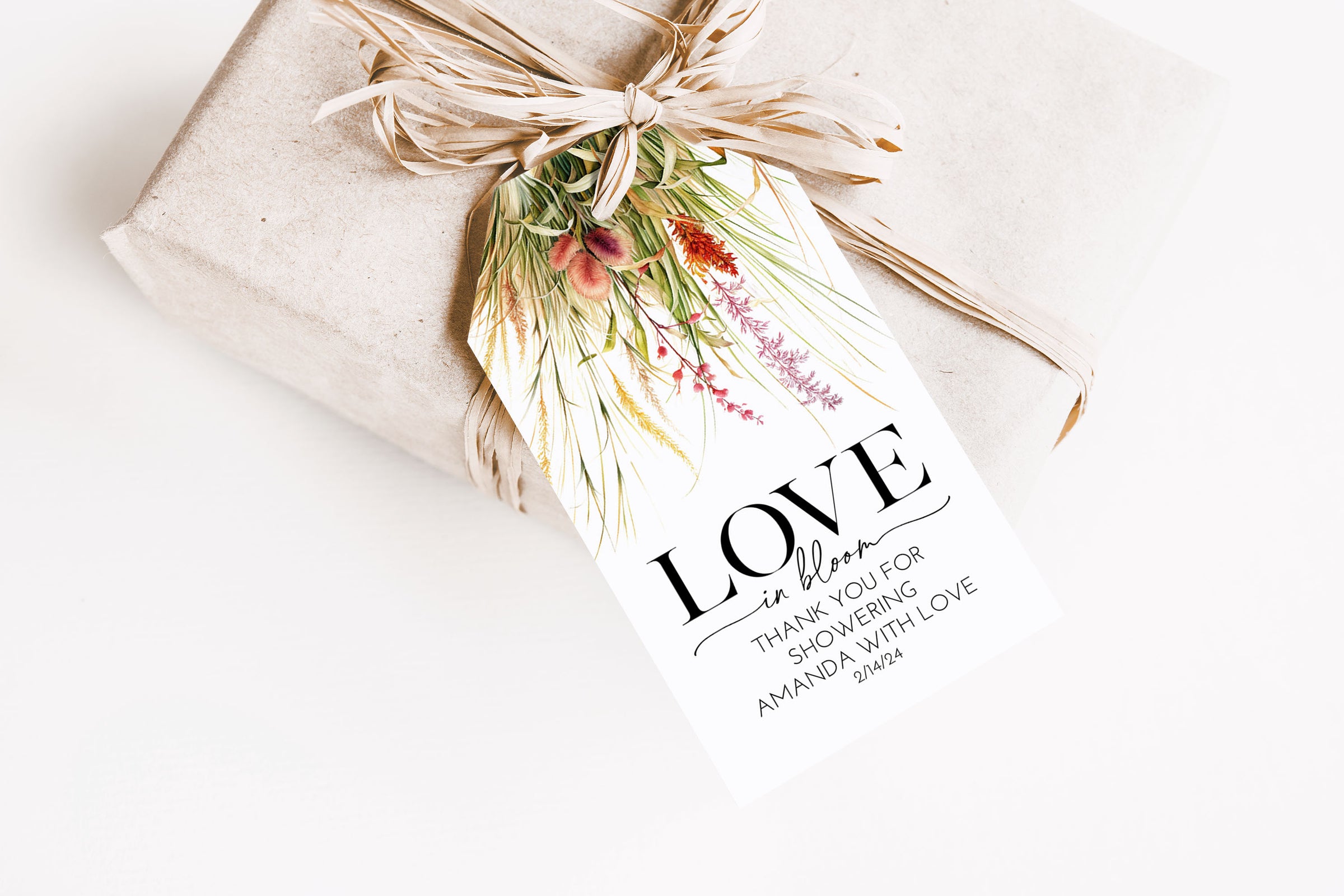 Wild Grass Boho Bridal Shower Gift Tag
