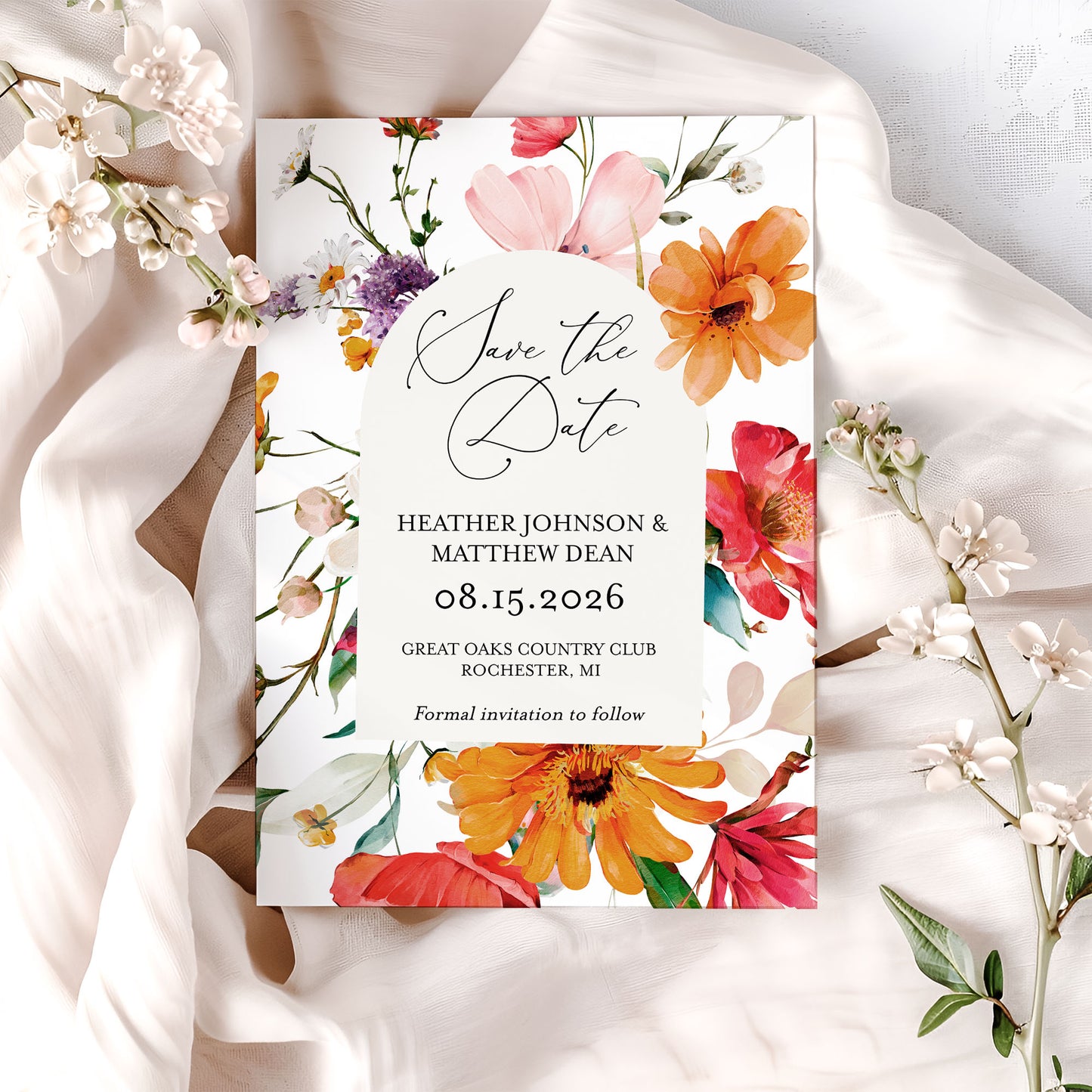 Wildflower Arch Save the Date Save the Date Template Editable Invitation Corjl Digital Download