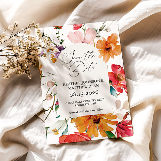 Wildflower Arch Save the Date Save the Date Template Editable Invitation Corjl Digital Download