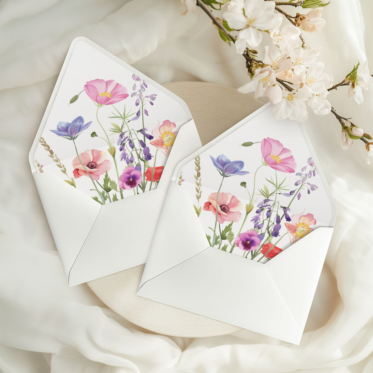Watercolor Wildflower Envelope Liner