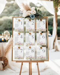 Wildflower Seating Chart Signs, Wedding Reception Decor