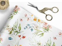 Wildflower Watercolor Garden Wrapping Paper (5 Sheets)
