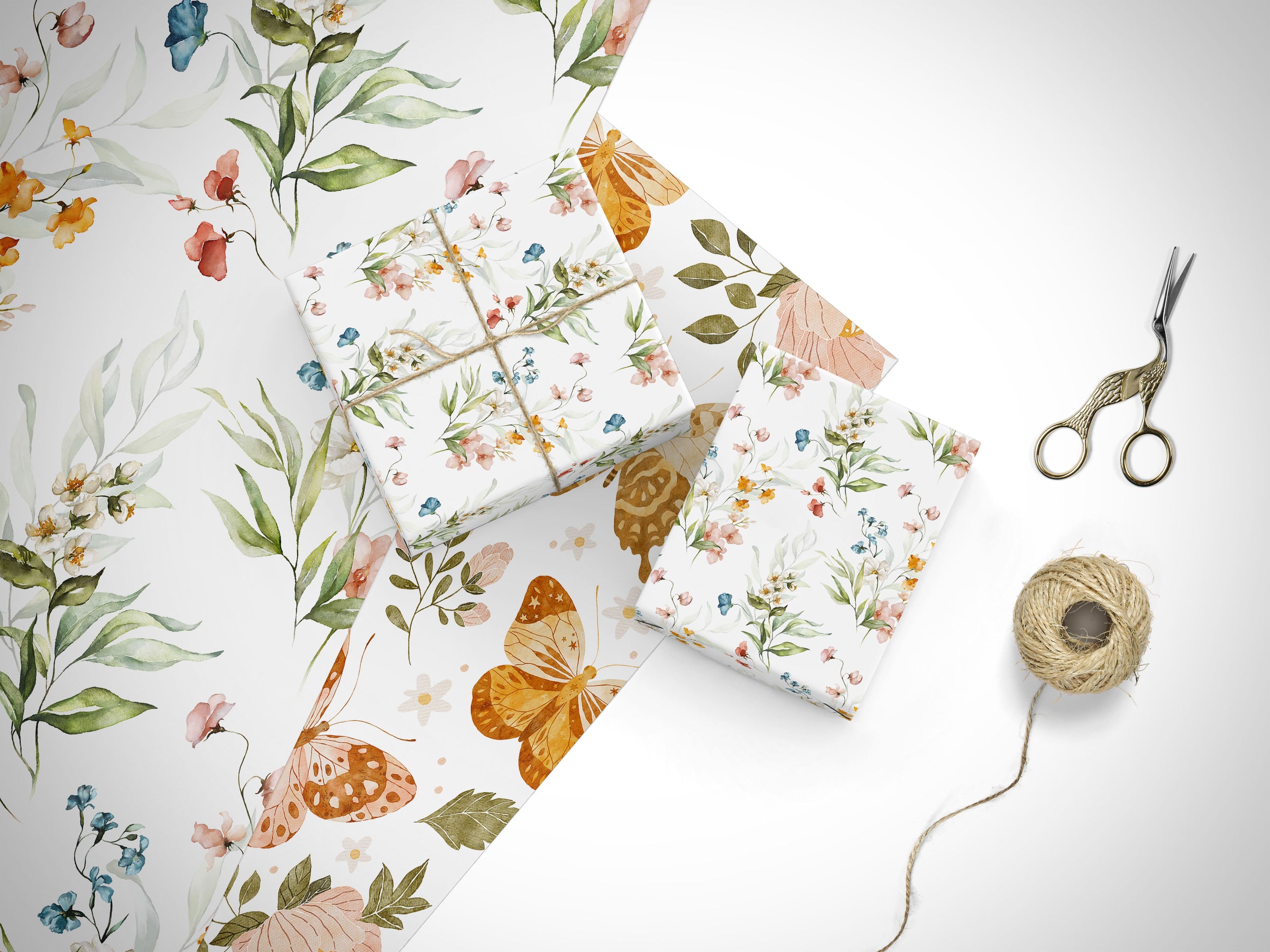 Wildflower Watercolor Garden Wrapping Paper (5 Sheets)