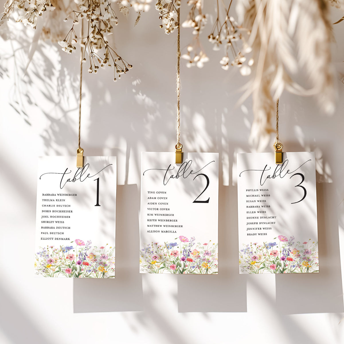 Wildflower Seating Chart Signs, Wedding Reception Decor