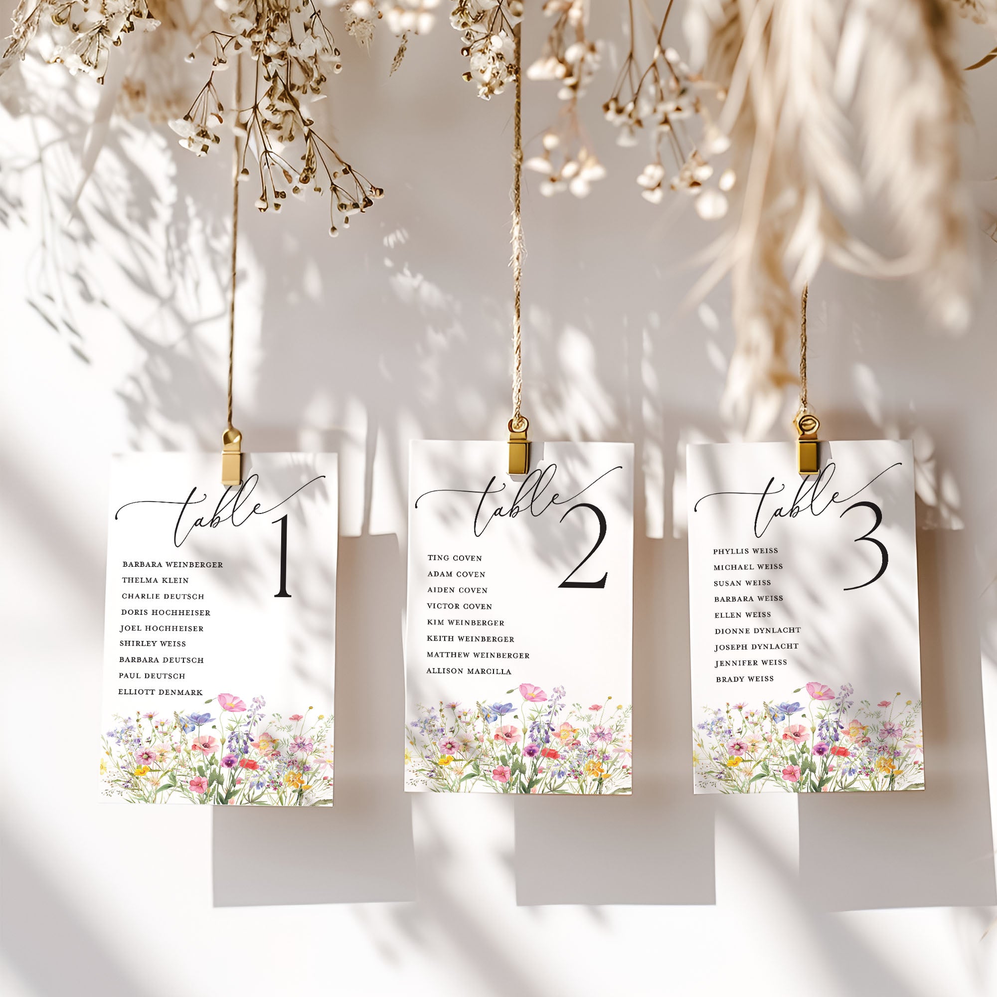 Wildflower Seating Chart Signs, Wedding Reception Decor