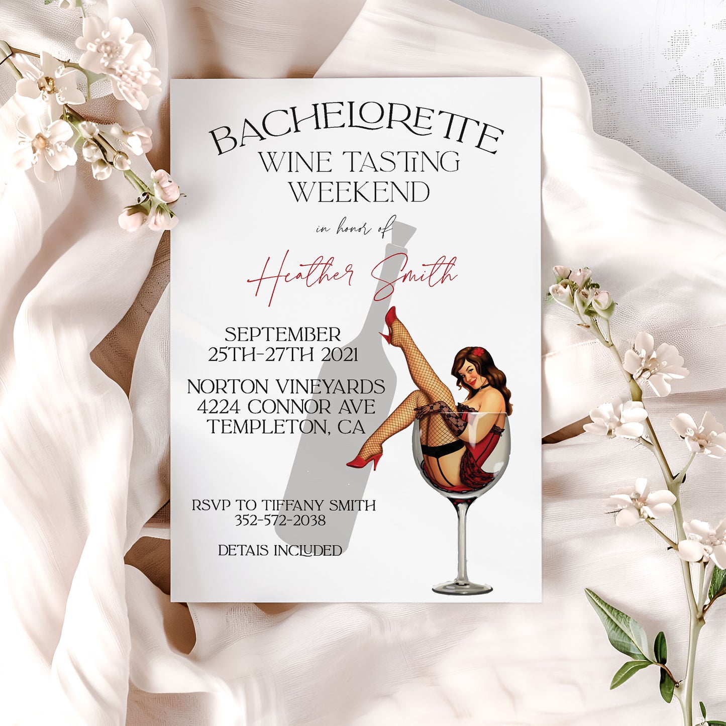 Bachelorette Wine Tasting Weekend Bridal Shower Invitation (Digital Download)