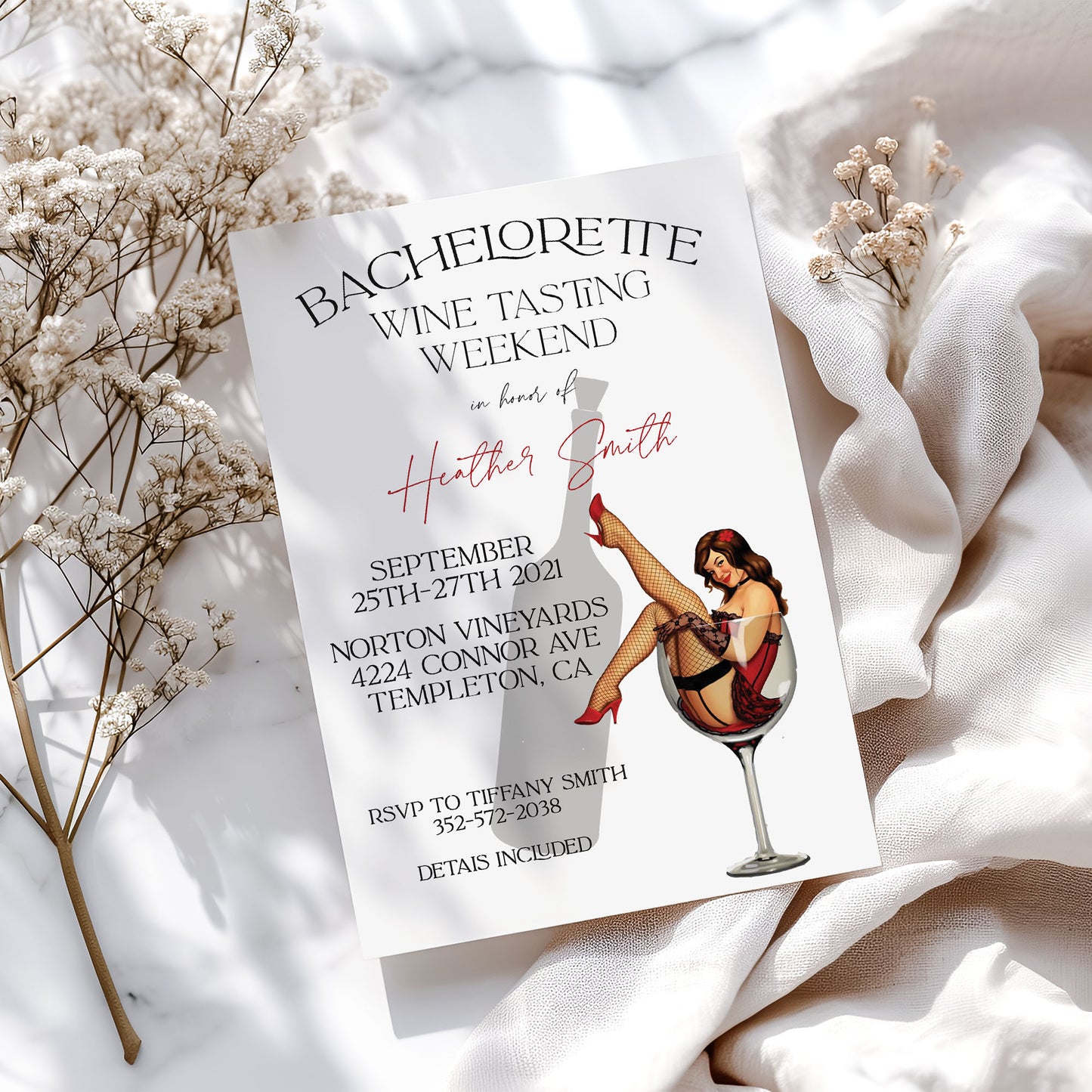 Bachelorette Wine Tasting Weekend Bridal Shower Invitation (Digital Download)