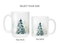 Winter Forest Ceramic Mug — Snowy Pine Trees Coffee Cup (11oz & 15oz)