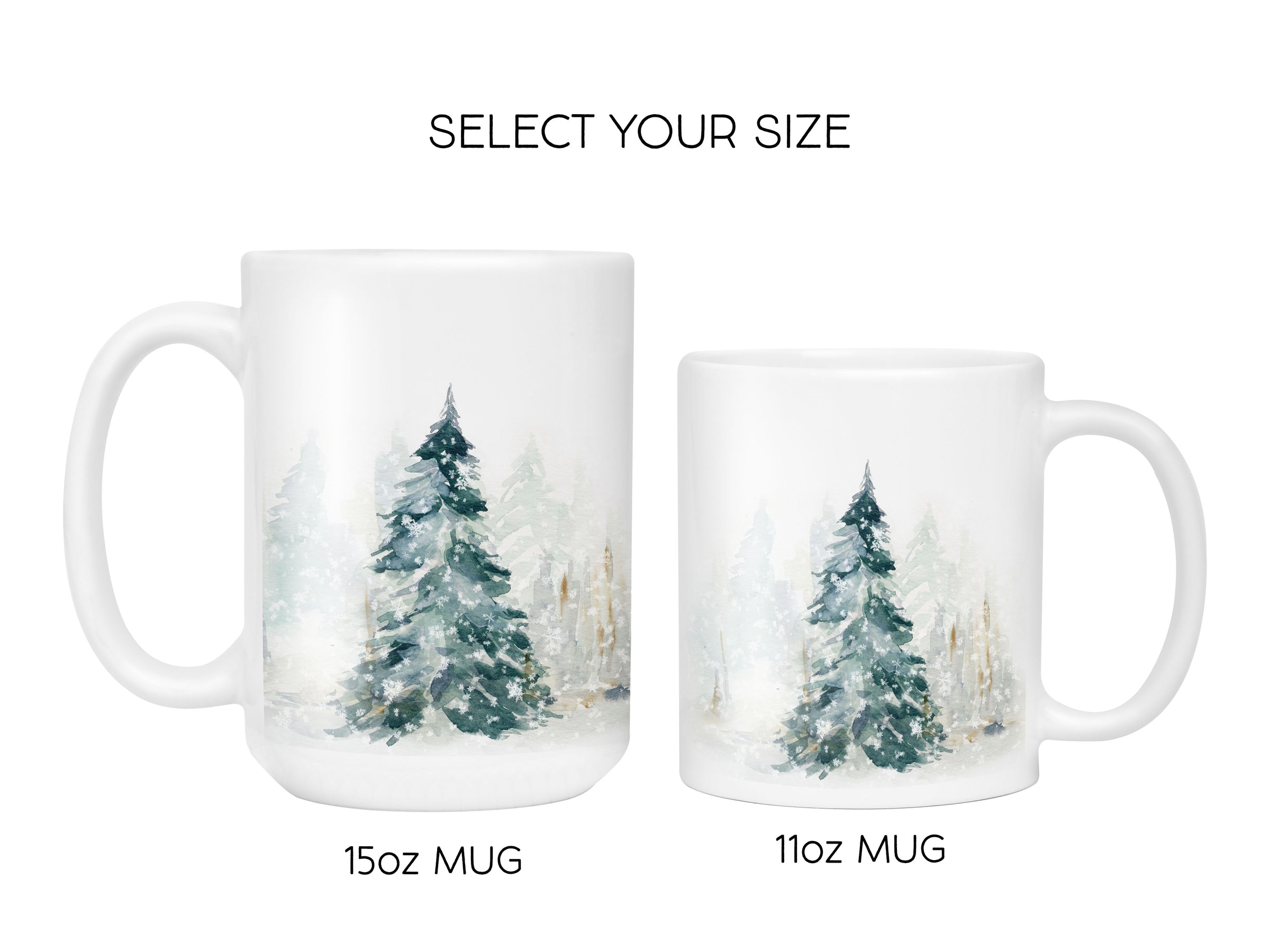 Winter Forest Ceramic Mug — Snowy Pine Trees Coffee Cup (11oz & 15oz)