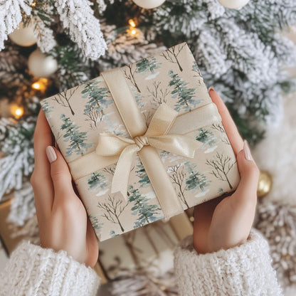 Woodland Kraft Watercolor Wrapping Paper Roll — Forest Gift Wrap