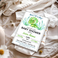 Dinosaur Baby Shower Invitation Template Editable Invitation Corjl Digital Download