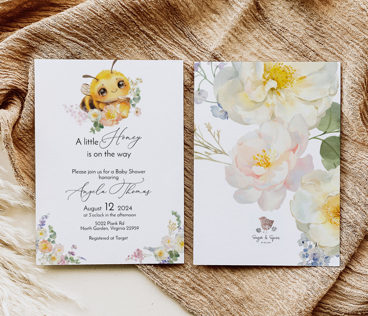 A Little Honey Bee Baby Shower Invitation Template Editable Invitation Corjl Digital Download
