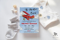 Adventure Begins Airplane Baby Shower Invitation - Premium  from Sugar and Spice Invitations - Just $1.95! Shop now at Sugar and Spice Paper