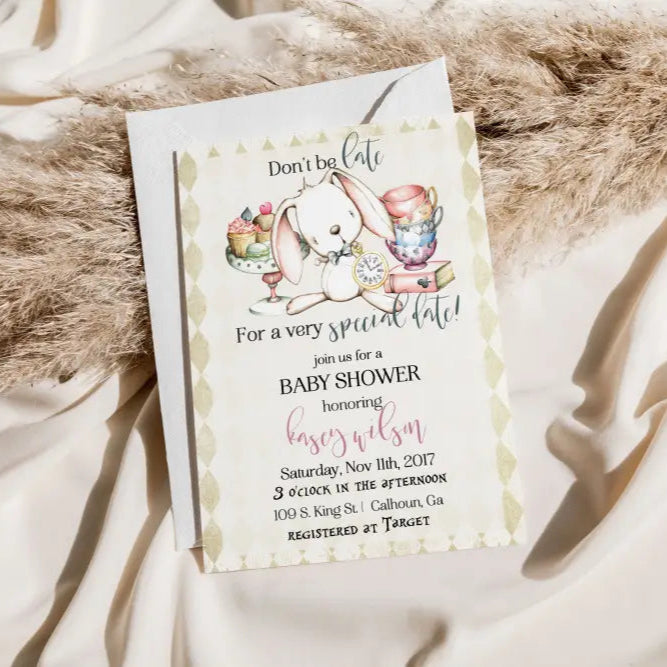 Alice in Wonderland Baby Shower Invitation - Premium  from Sugar and Spice Invitations - Just $1.95! Shop now at Sugar and Spice Paper