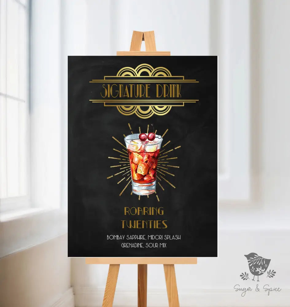 Art Deco Signature Drink Sign - Premium  from Sugar and Spice Invitations - Just $25! Shop now at Sugar and Spice Paper