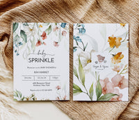 Watercolor Wildflower Baby Sprinkle Shower Invitation Template Editable Invitation Corjl Digital Download