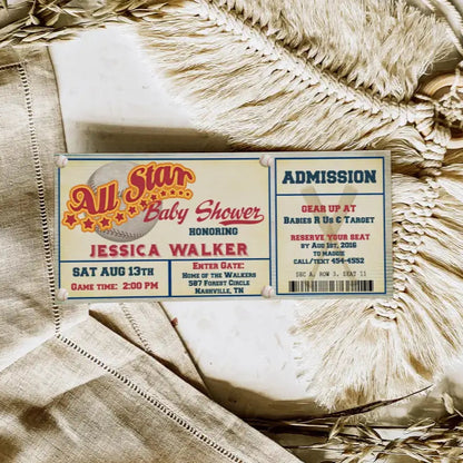 Baseball Game Ticket Baby Shower Invitation - Premium  from Sugar and Spice Invitations - Just $1.95! Shop now at Sugar and Spice Paper