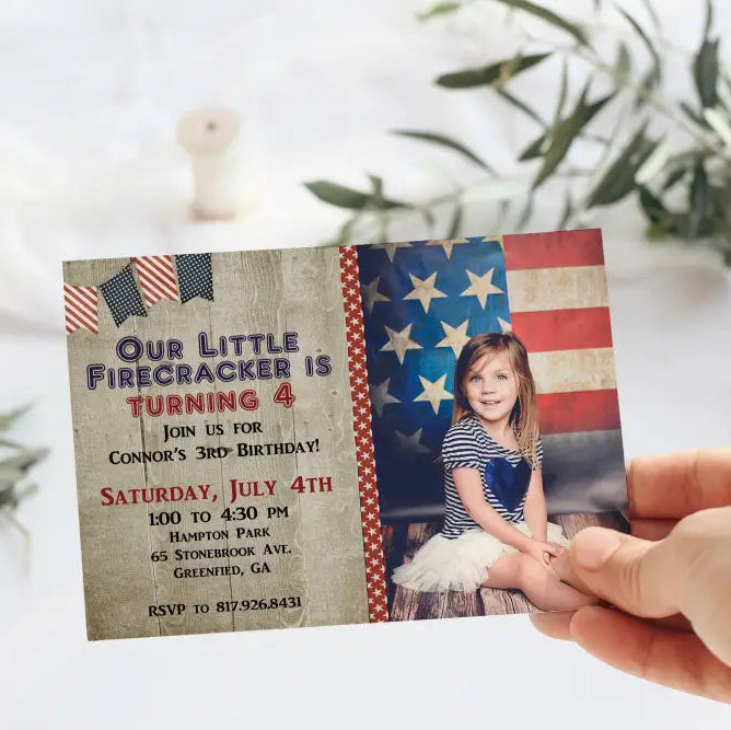 Birthday Fourth of July Invitation - Premium Paper & Party Supplies > Paper > Invitations & Announcements > Invitations from Sugar and Spice Invitations - Just $2.10! Shop now at Sugar and Spice Paper