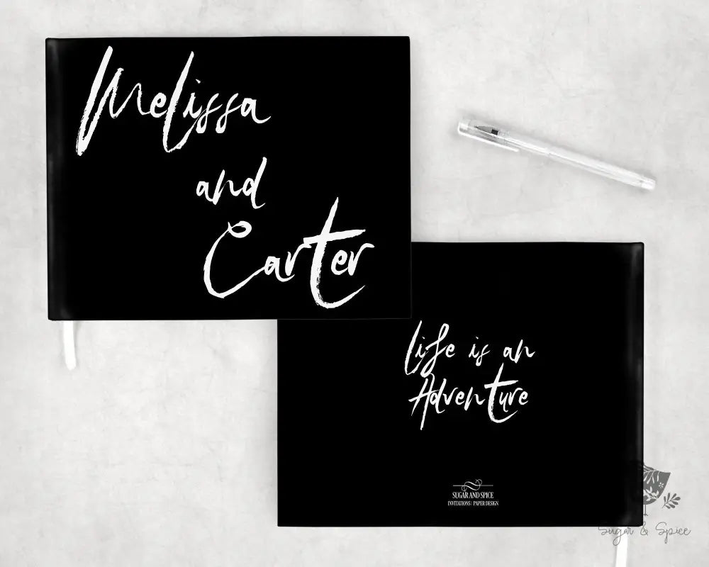 Black and White Chalk Wedding Guest Book - Premium  from Sugar and Spice - Just $55! Shop now at Sugar and Spice Paper