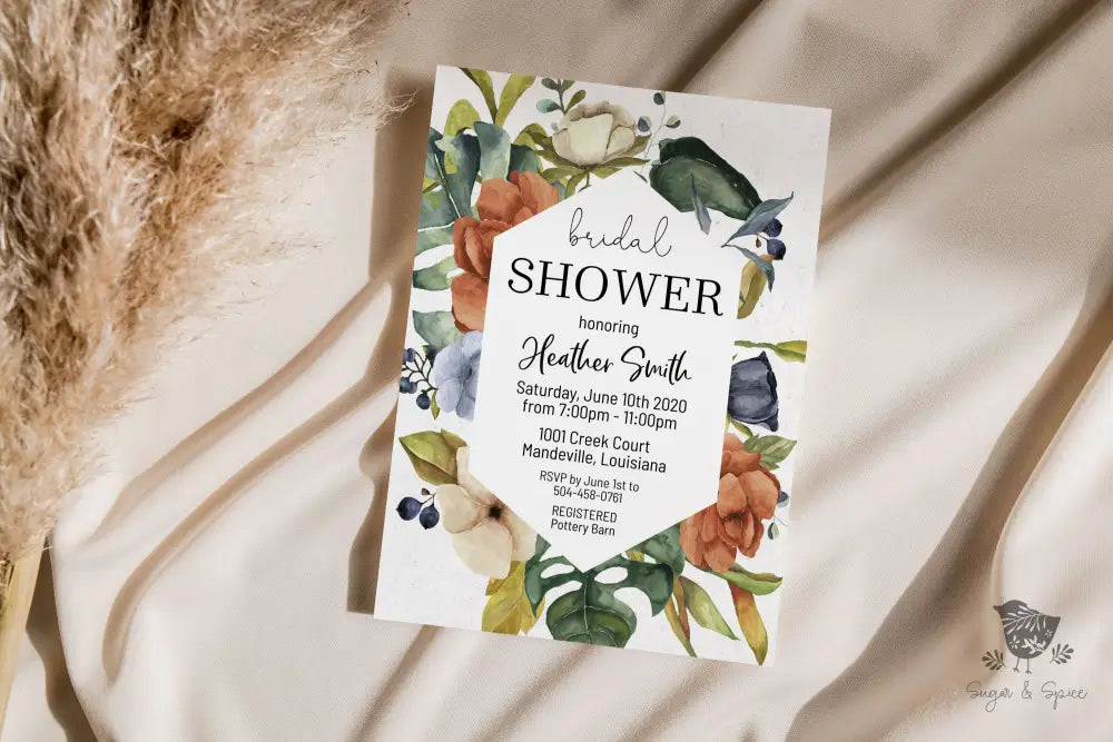 Botanical Floral Bridal Shower Invitation - Premium  from Sugar and Spice Invitations - Just $1.95! Shop now at Sugar and Spice Paper