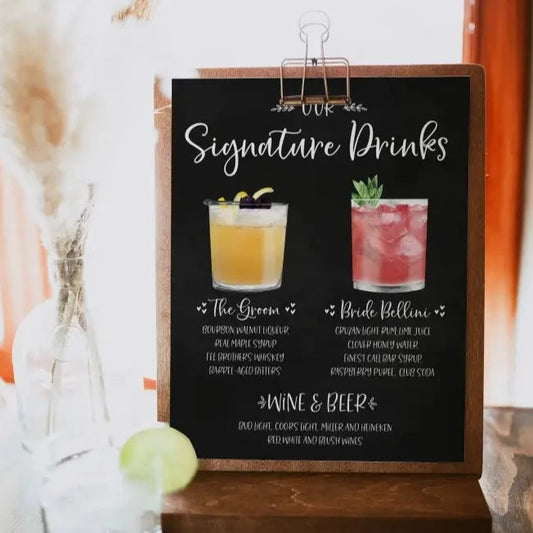 Bride and Groom Chalkboard Signature Drink Sign - Premium  from Sugar and Spice Invitations - Just $35! Shop now at Sugar and Spice Paper