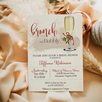 Brunch and Bubbly Holiday Bridal Shower Invitation - Premium  from Sugar and Spice Invitations - Just $1.95! Shop now at Sugar and Spice Paper