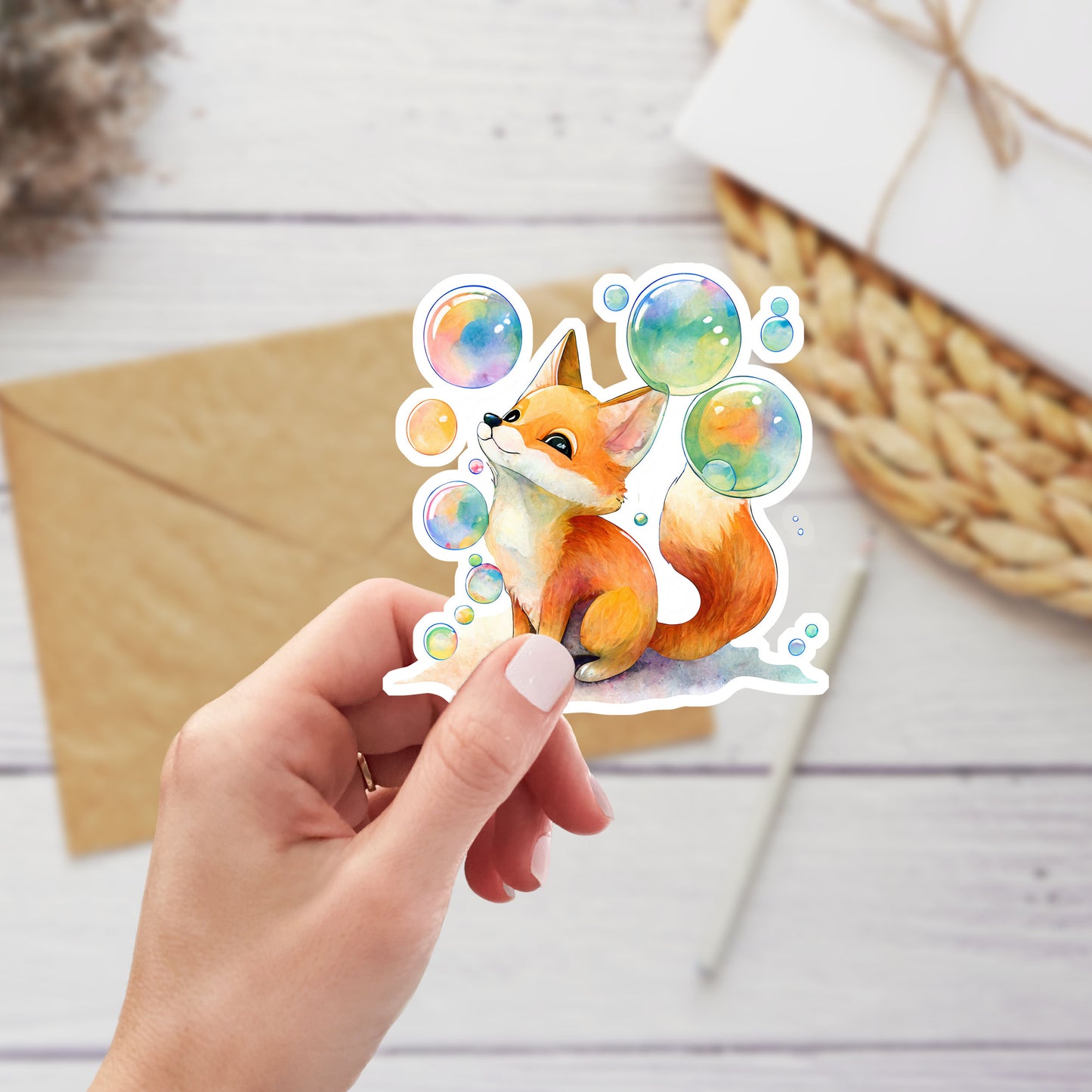 Fox with Bubbles Stickers